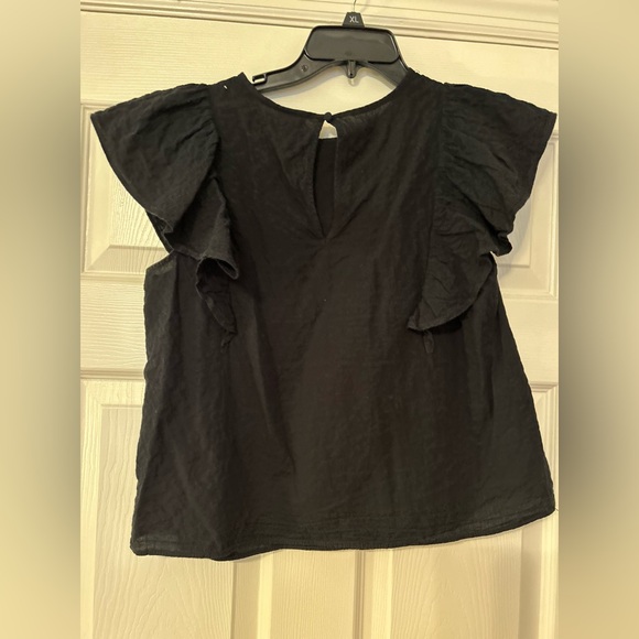 A New Day Flutter Sleeve Black Linen Top - Picture 5 of 7